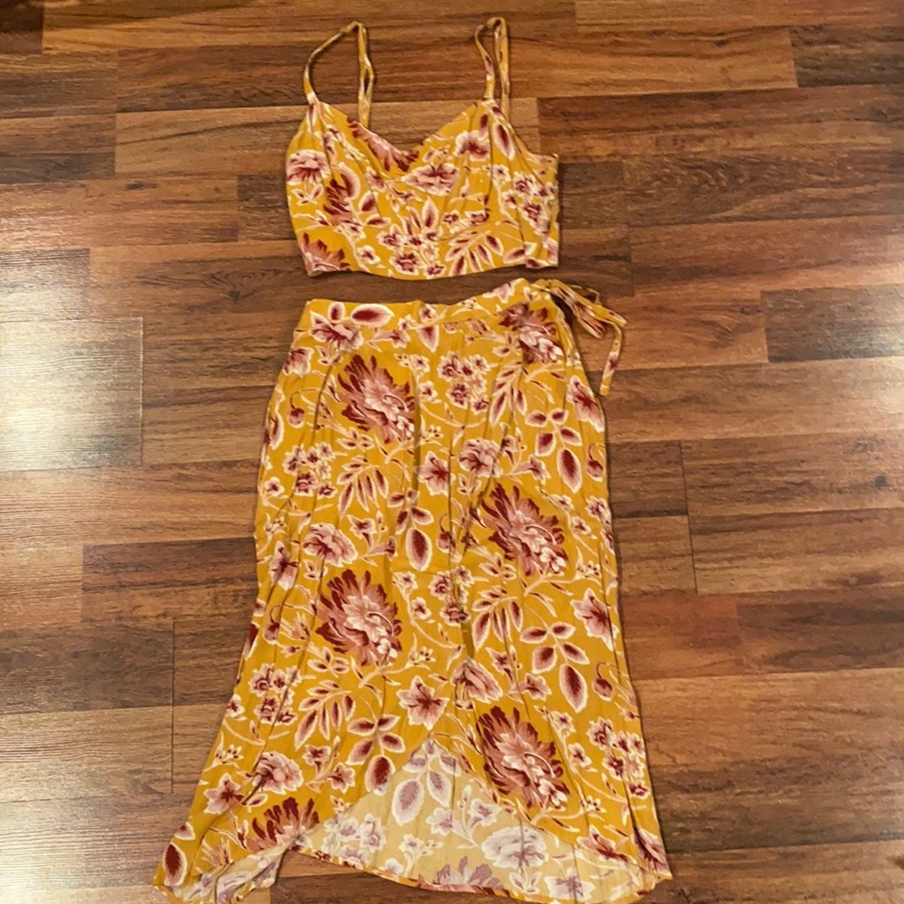 Yellow floral 2 piece set